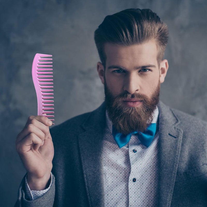 Veemoon Men’s Wide Tooth Hairdressing Comb Electroplated Pink Styling Brush for Salon Hair Care and Retro Oil Hair Styles - Image 3