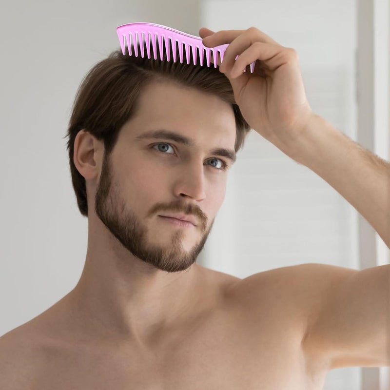 Veemoon Men’s Wide Tooth Hairdressing Comb Electroplated Pink Styling Brush for Salon Hair Care and Retro Oil Hair Styles - Image 5