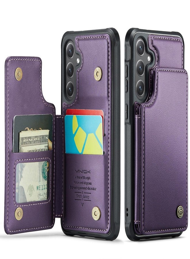Vinich Samsung Galaxy S24 Case with Card Holder, Samsung S24 Wallet Case for Women Men with RFID Blocking, Durable Shockproof Cover for Galaxy S24 5G, Purple - Image 1