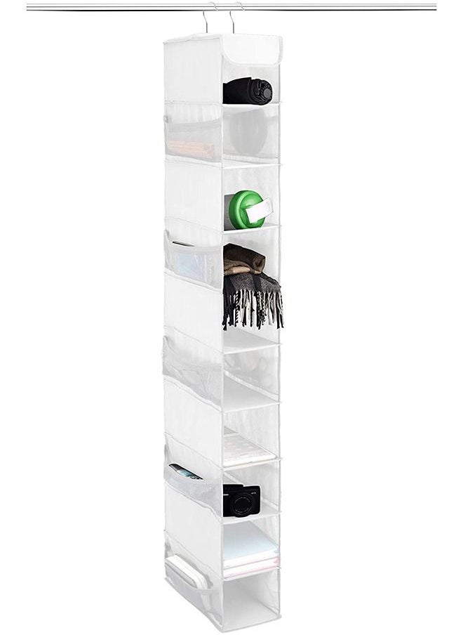 ZOBER 10-Shelf Hanging Shoe Organizer Hanging Closet Shoe Organizer with Side Mesh Pockets, Space Saving Shoe Holder & Storage, Closet Organizer Great for Shoes, Purses  - Image 3