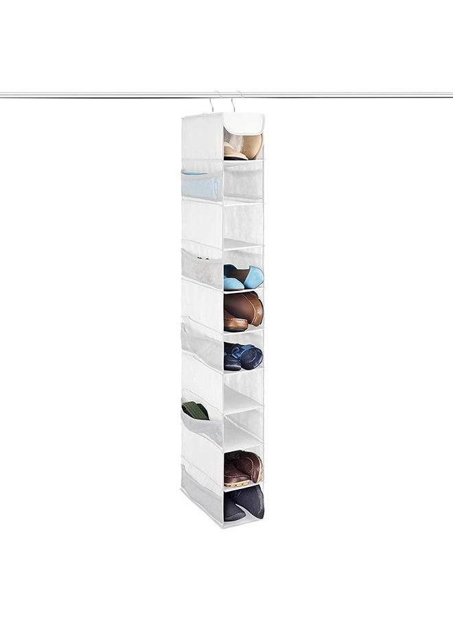 ZOBER 10-Shelf Hanging Shoe Organizer Hanging Closet Shoe Organizer with Side Mesh Pockets, Space Saving Shoe Holder & Storage, Closet Organizer Great for Shoes, Purses  - Image 1