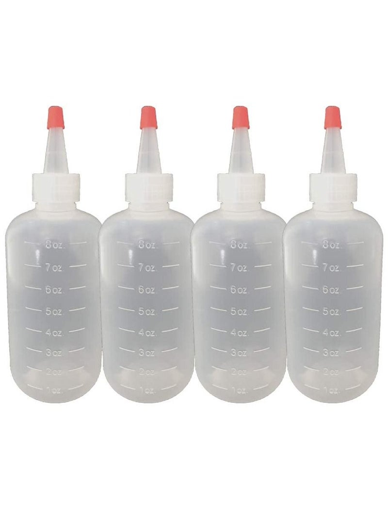 SYOSI Applicator Bottle, Hair Color Applicator Bottle, Squeeze 8 oz Hair Applicator Bottle, Plastic Refillable Bottle with Cap for Hair Color (4-Pack) - Image 1