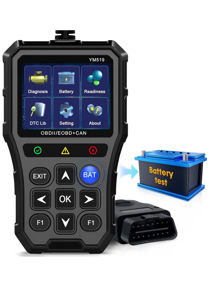 ليسو جهاز اختبار بطارية الماسح الضوئي obd2 للسيارة: قارئ رمز الشاشة الملونة، سهل الإعداد، ضوء خطأ المحرك الشفاف، أداة المسح التشخيصي obdii/eobd، قراءة الجهد/العمر لجميع سيارات بروتوكول obd ii منذ عام 1996  - Image 1