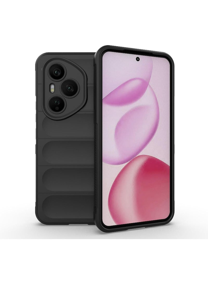 Silicone Case for Honor 400 Pro Heavy Duty Protective Case [Slim Fit] Shockproof Soft Flexible Protective Design Shock-Absorption TPU Cover With Camera Protection (Black) - Image 1