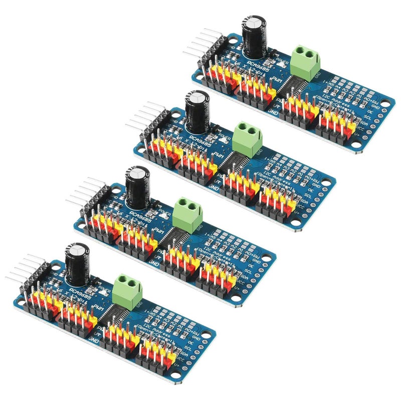 Dorhea 4PCS PCA9685 16 Channel 12 Bit PWM Servo Driver Board IIC Interface PCA9685 Module Controller Compatible with Raspberry Pi - Image 1