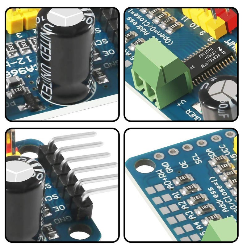 Dorhea 4PCS PCA9685 16 Channel 12 Bit PWM Servo Driver Board IIC Interface PCA9685 Module Controller Compatible with Raspberry Pi - Image 4