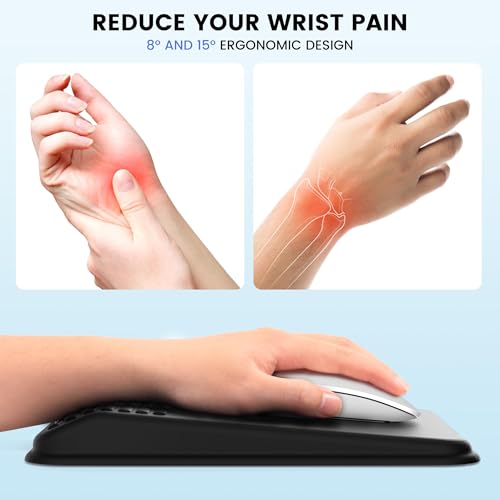 MEKASS Ergonomic Mouse Pad with Wrist Rest, Mouse Pad with Wrist Support for Pain Relief, Memory Foam Mousepad with Massage Design, Non-Slip PU Base for Office, Home, Desk (Classic Black) - Image 2
