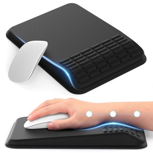 MEKASS Ergonomic Mouse Pad with Wrist Rest, Mouse Pad with Wrist Support for Pain Relief, Memory Foam Mousepad with Massage Design, Non-Slip PU Base for Office, Home, Desk (Classic Black) - Image 1