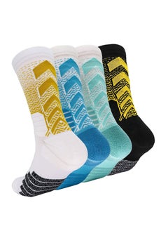 Men's Athletic Socks, 4 Pairs Thick Cushioned Sport Basketball Running Lightweight and Breathable Training Compression Socks for Men Women