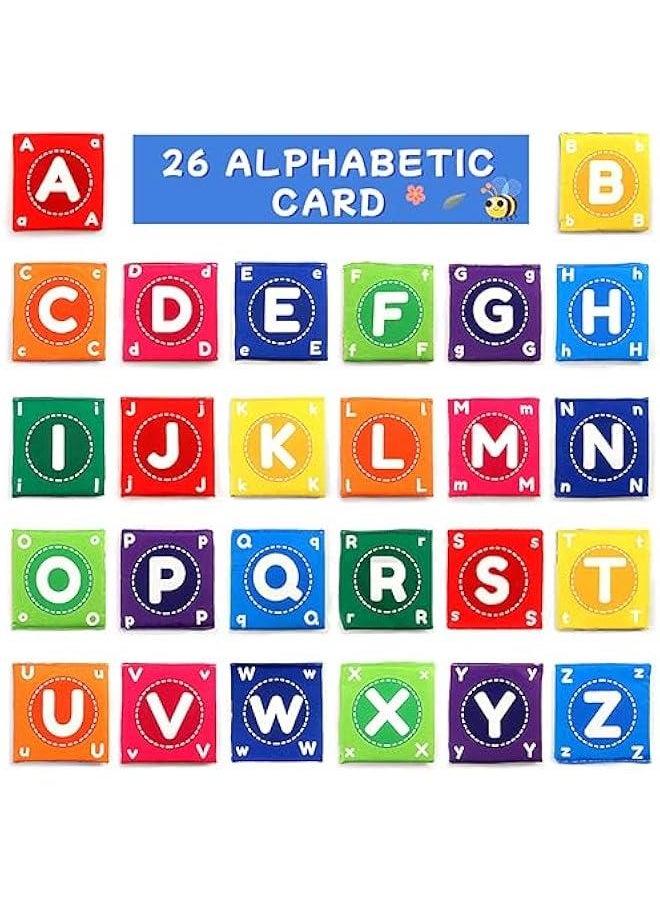 HOOKOR 26 PCS Baby Soft Alphabet Cards, ABC Learning Flash Cards with Storage Bag, Washable Soft Letter Early Educational Toy for Babies Infants Toddlers Boys and Girls 0 1 2 3 Years Old  - Image 3