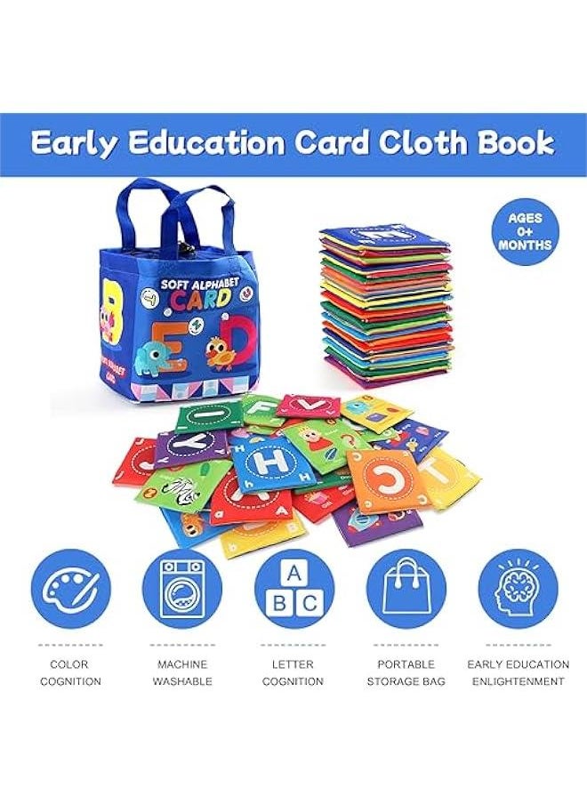 HOOKOR 26 PCS Baby Soft Alphabet Cards, ABC Learning Flash Cards with Storage Bag, Washable Soft Letter Early Educational Toy for Babies Infants Toddlers Boys and Girls 0 1 2 3 Years Old  - Image 2