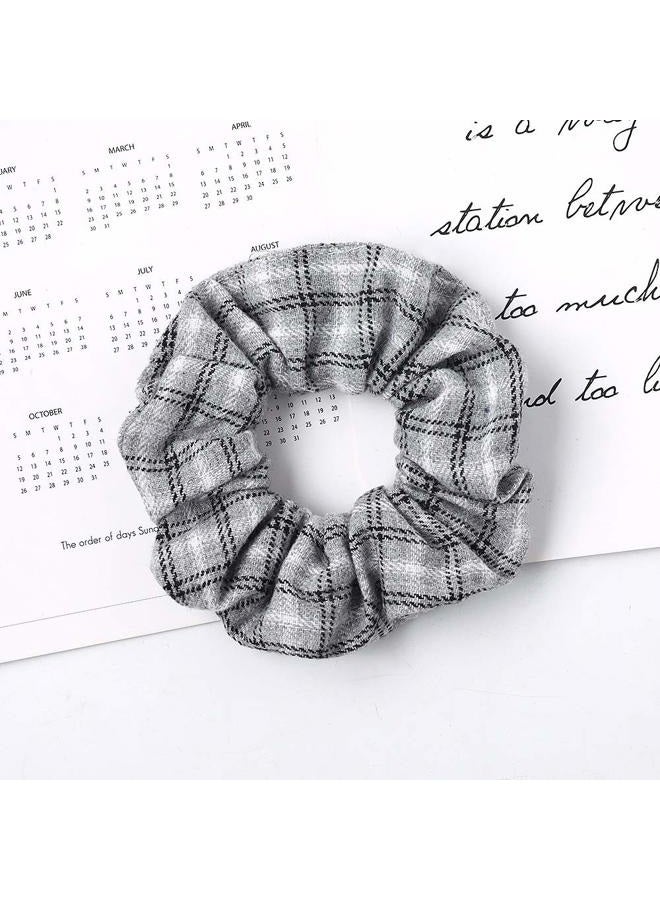 DINPREY Plaid Hair scrunchies prime, Plaid Elastic Hair Ties,Various colorsLarge Hair Ties, Strong Elastic Hair Bobbles for Ponytail Holder (7 PCS Plaid) - Image 5