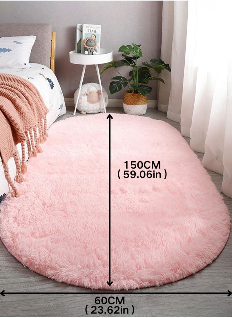 LOOPITYS Super soft and fluffy living room long carpet, large anti slip carpet, bedroom, entrance door, luxurious living room carpet (long pink, 60 x 150cm)  - Image 3