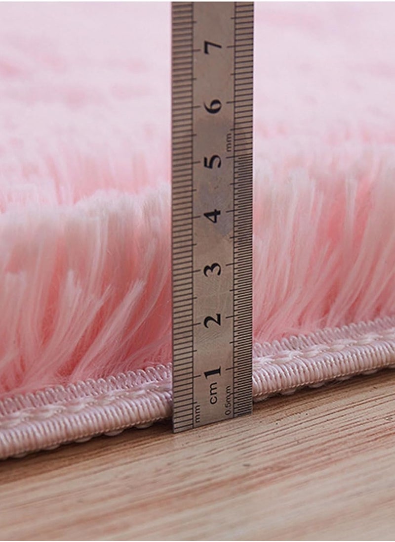 LOOPITYS Super soft and fluffy living room long carpet, large anti slip carpet, bedroom, entrance door, luxurious living room carpet (long pink, 60 x 150cm)  - Image 4