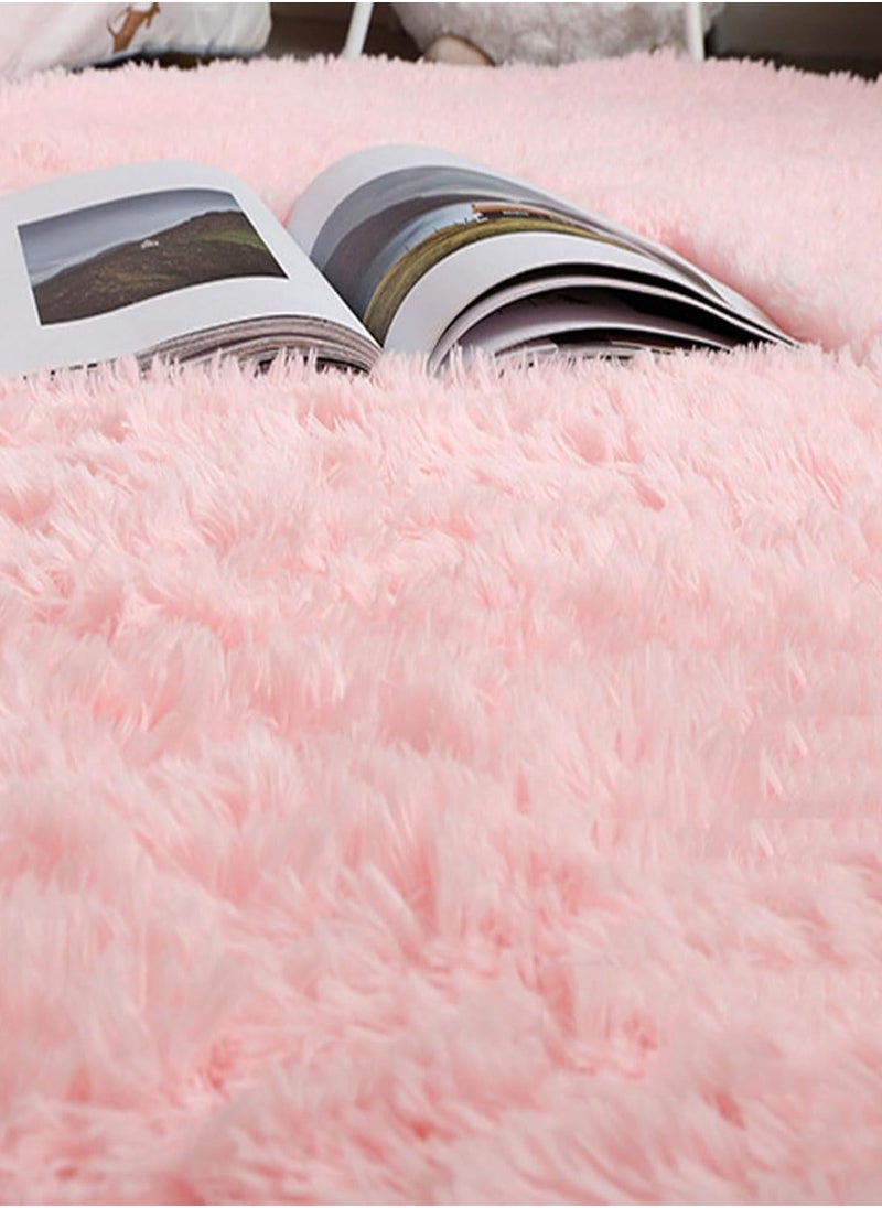 LOOPITYS Super soft and fluffy living room long carpet, large anti slip carpet, bedroom, entrance door, luxurious living room carpet (long pink, 60 x 150cm)  - Image 5