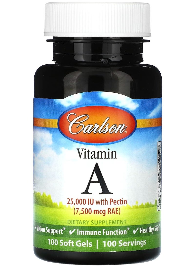 فيتامين أ، 7,500 ميكروغرام RAE (2,5000 وحدة دولية)، 100 كبسولة لينة