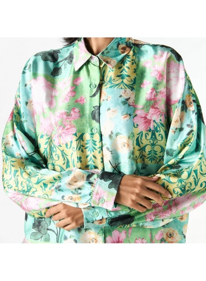 2Xtremz 2Xtremz All-Over Floral Print Shirt with Long Sleeves - Image 2