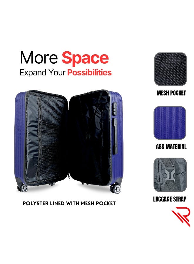 Reflection ABS Carry On Suitcase Airline Approved, Lightweight 24 Inch  Luggage- 360° Silent Wheels, ABS Hard Luggage Trolley, Spinner Wheels, Travel Luggage  (24-Inch , D.Blue) - Image 3
