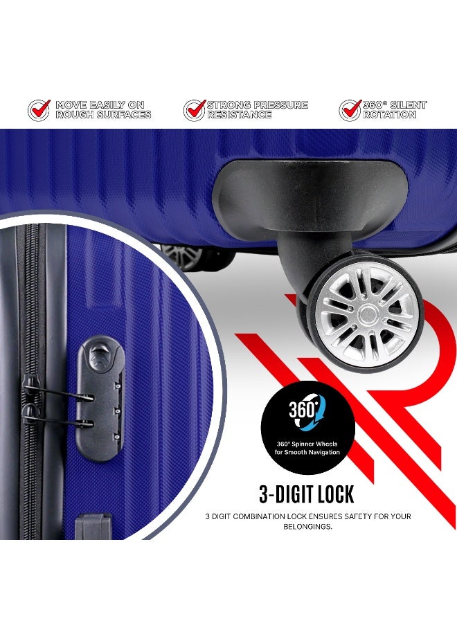 Reflection ABS Carry On Suitcase Airline Approved, Lightweight 24 Inch  Luggage- 360° Silent Wheels, ABS Hard Luggage Trolley, Spinner Wheels, Travel Luggage  (24-Inch , D.Blue) - Image 2