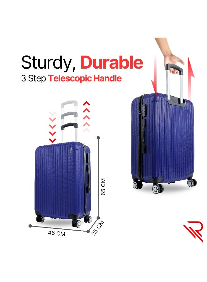 Reflection ABS Carry On Suitcase Airline Approved, Lightweight 24 Inch  Luggage- 360° Silent Wheels, ABS Hard Luggage Trolley, Spinner Wheels, Travel Luggage  (24-Inch , D.Blue) - Image 5