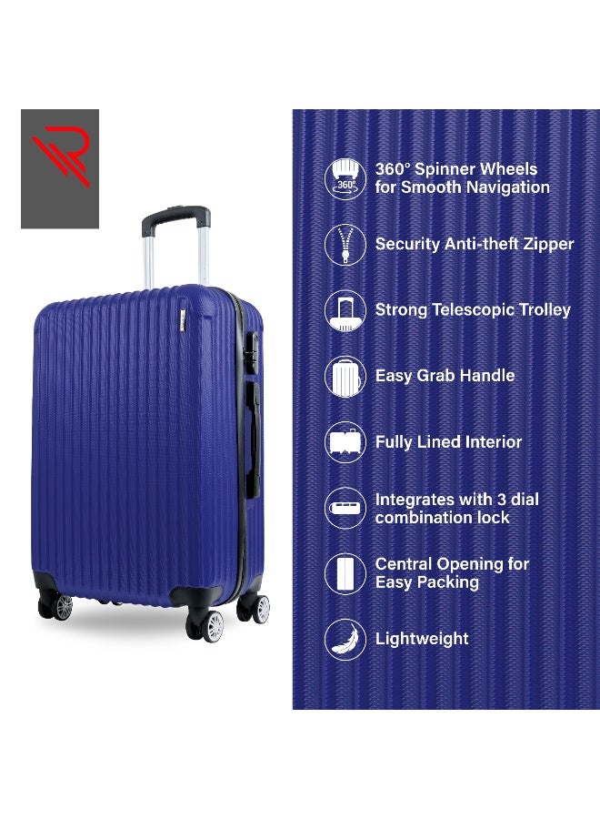 Reflection ABS Carry On Suitcase Airline Approved, Lightweight 24 Inch  Luggage- 360° Silent Wheels, ABS Hard Luggage Trolley, Spinner Wheels, Travel Luggage  (24-Inch , D.Blue) - Image 4