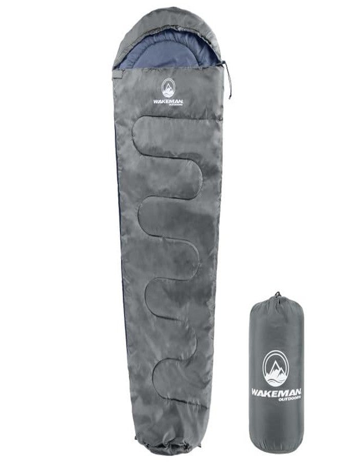Wakeman Mummy Sleeping Bag - Adult Cold Weather Sleeping Bag Rated to 10°F - Waterproof with Drawstring Hood - Camping Equipment by Wakeman Outdoors (Gray) - Image 1