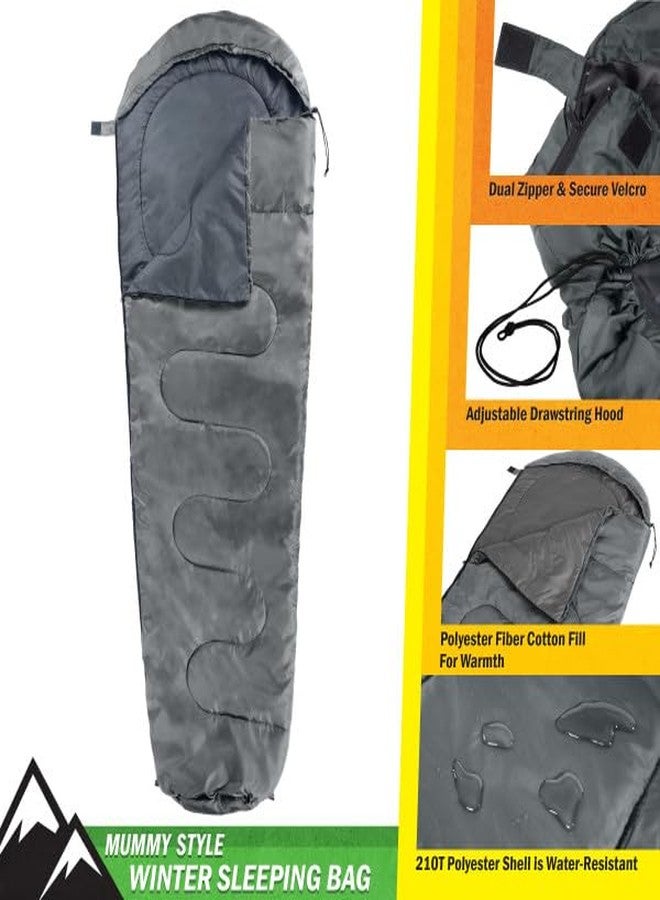 Wakeman Mummy Sleeping Bag - Adult Cold Weather Sleeping Bag Rated to 10°F - Waterproof with Drawstring Hood - Camping Equipment by Wakeman Outdoors (Gray) - Image 2