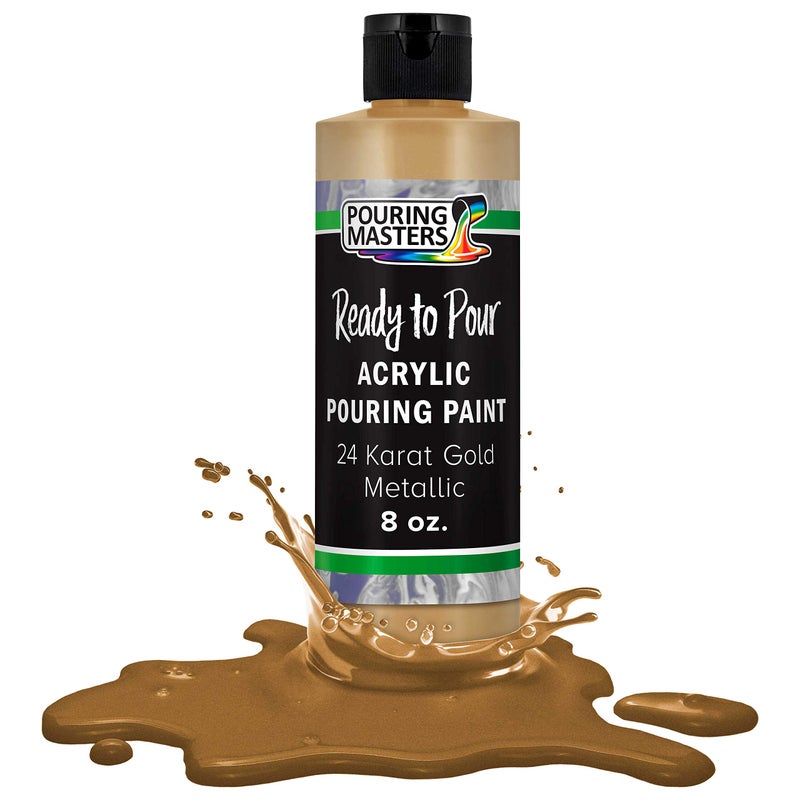 Pouring Masters 24 Karat Gold Ready to Pour Acrylic Pouring Paint Premium 8Ounce PreMixed Fluid Acrylic Paint Fluid Art Supplies for Canvas Wood Paper Tile Rocks