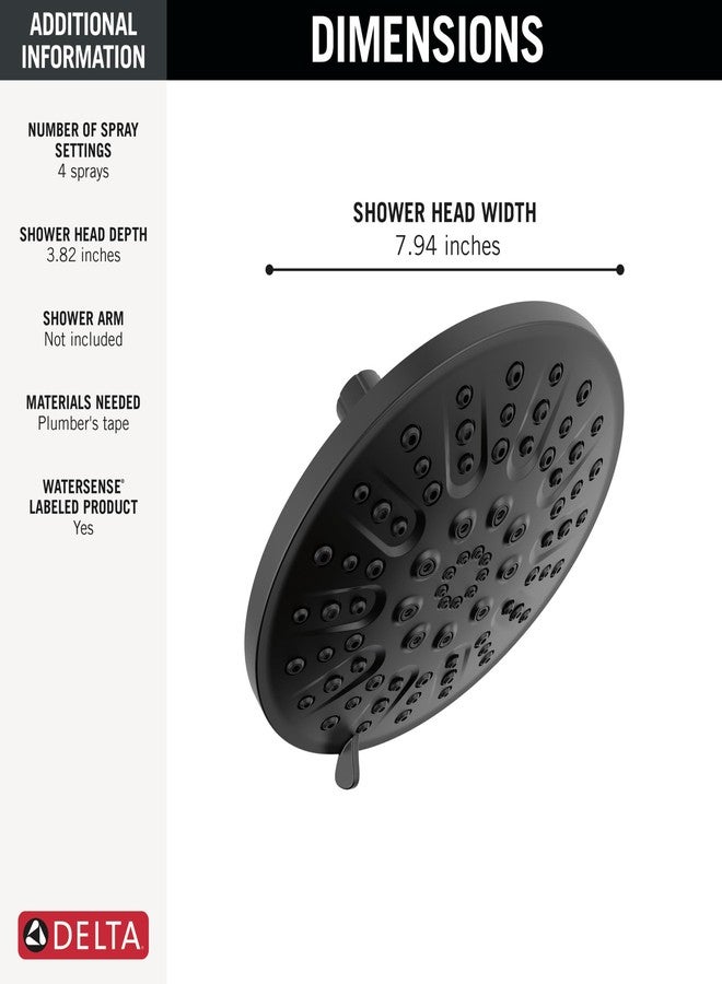 Delta 75617 Universal Showering Components 1.75 GPM Multi Function Shower Head - Matte Black - Image 3