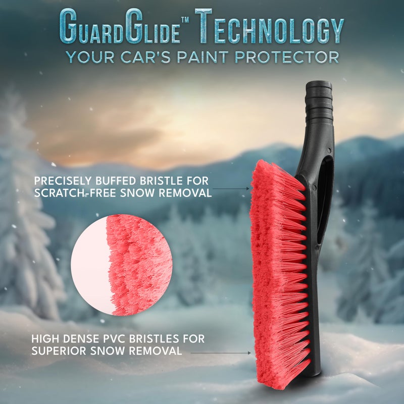 EcoNour 27" Aluminum Car Snow Scraper and Brush (Red) | Scratch-Free Weaved Bristle Head with Metal Body Ice Scraper for Car Windshield | Tough Ice Scraper with Ergonomic Foam Grip for Cars | 1 Pack - Image 3