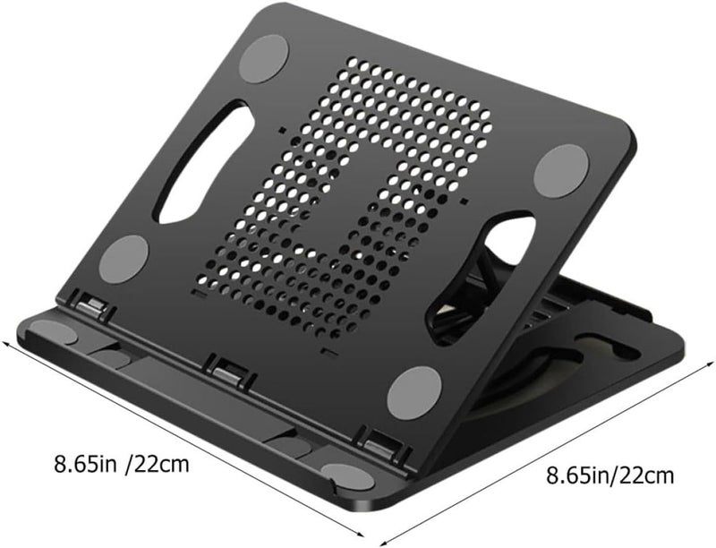 Mikinona Adjustable Laptop Bracket and Tablet Stand with Anti-Slip Heat Dissipation for Portable Computer Cooling, Foldable Black Desktop Holder for Office and Travel Use - Image 2