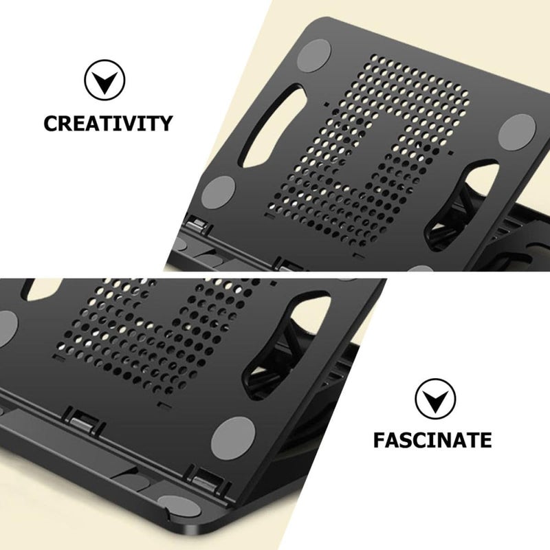 Mikinona Adjustable Laptop Bracket and Tablet Stand with Anti-Slip Heat Dissipation for Portable Computer Cooling, Foldable Black Desktop Holder for Office and Travel Use - Image 3