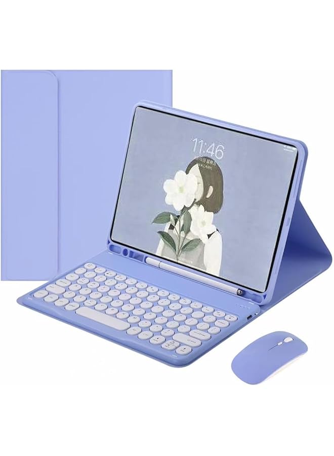 erorex Arabic And English Keyboard Case For Ipad Air 13 Inch 2024 (Model A2903 A2904) With Mouse And Pen Slotround Key Detachable Keyboard (Purple)  - Image 1
