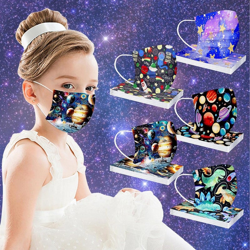woobles 50PCS Kids Disposable Face Mask Children 3Ply Protective Printed Kids Disposable Face Mask Boys Girls School C - Image 2