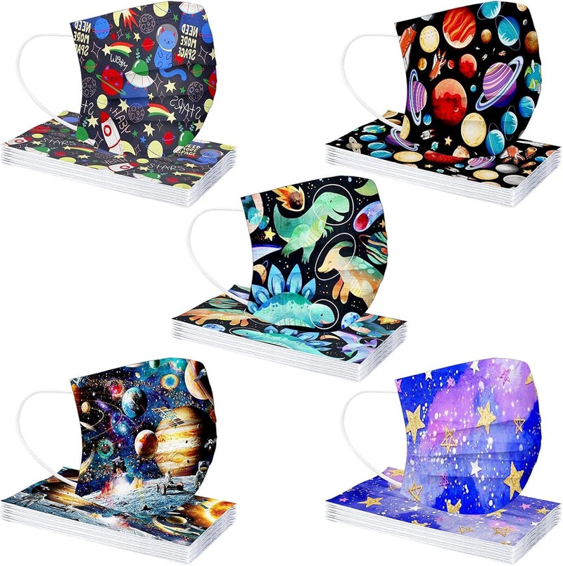 woobles 50PCS Kids Disposable Face Mask Children 3Ply Protective Printed Kids Disposable Face Mask Boys Girls School C - Image 1