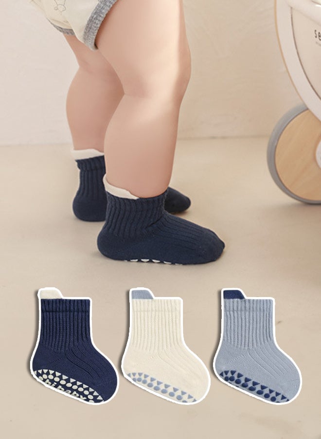 SHABILI Baby Boys Girl's Cotton Ankle Socks Short Low‑Cut Slouch 3‑Pair Set, Ultra‑Soft Breathable Moisture‑Wicking Anti‑Odor High‑Elastic Cuff Non‑Slip Sole Durable No Pilling, for 1‑3 Yrs Daily Leisure - Image 2