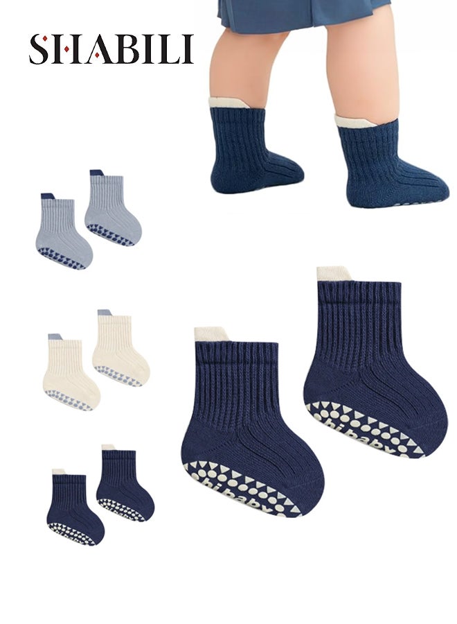 SHABILI Baby Boys Girl's Cotton Ankle Socks Short Low‑Cut Slouch 3‑Pair Set, Ultra‑Soft Breathable Moisture‑Wicking Anti‑Odor High‑Elastic Cuff Non‑Slip Sole Durable No Pilling, for 1‑3 Yrs Daily Leisure - Image 1