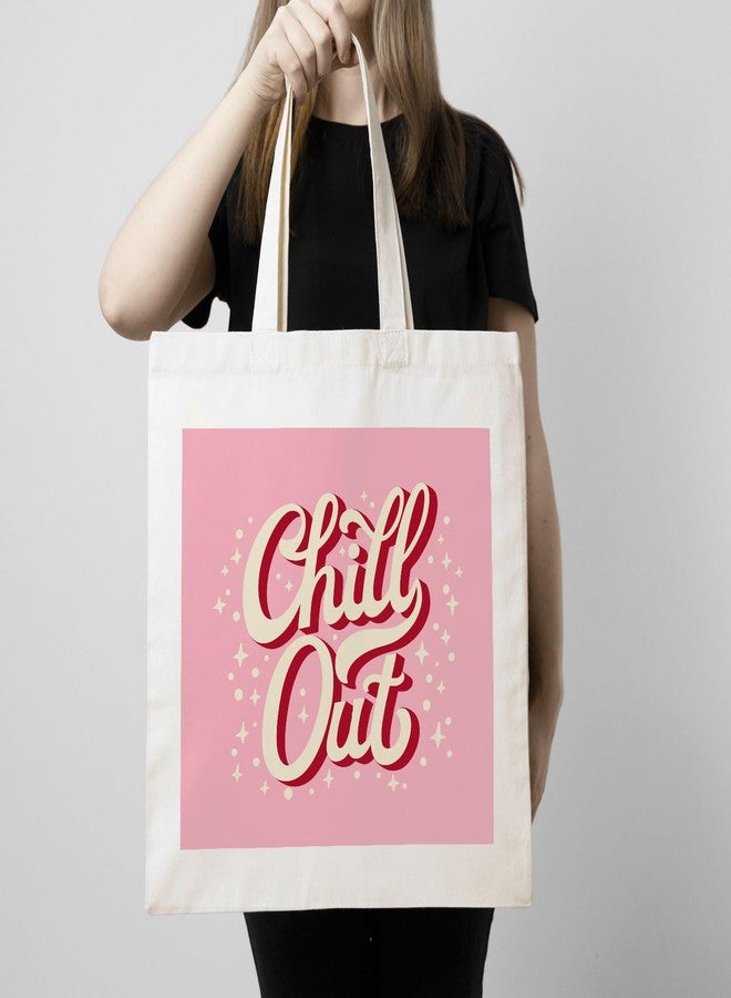 ARTBUG Tote Bag for Women with zip, Aesthetic Canvas tote bag for college girls, office, stylish and reusable - Chill out - D No - 180 - Image 3
