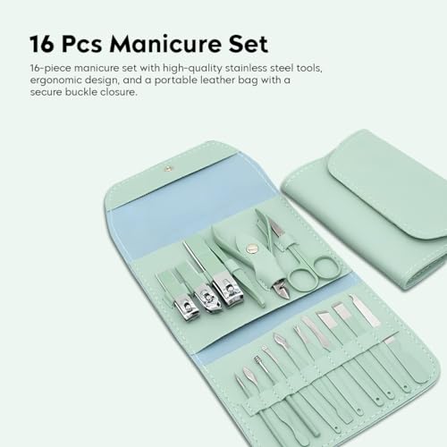 Multibrite Manicure Set Nail Clipper Kit - 16 Pieces Stainless Steel Manicure Kit, Nail Care Tools for Hand & Feet, Nail Clippers Pedicure Professional Grooming Kits for Facial, Hand & Foot Care - Image 2
