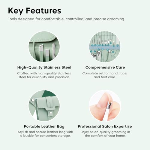 Multibrite Manicure Set Nail Clipper Kit - 16 Pieces Stainless Steel Manicure Kit, Nail Care Tools for Hand & Feet, Nail Clippers Pedicure Professional Grooming Kits for Facial, Hand & Foot Care - Image 3