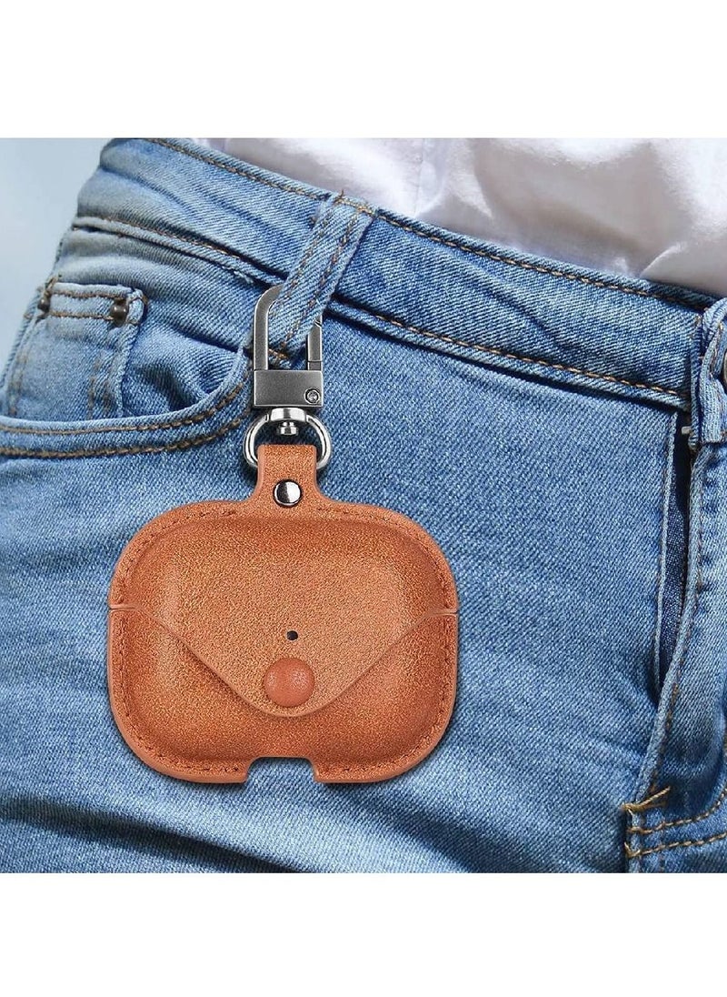 GENNEXT - AirPods 3rd Generation Case (2021), Leather Protective Case Skin Cover with Keychain and Lock for Apple Airpods 3 Case Women Men (Brown) - Image 1