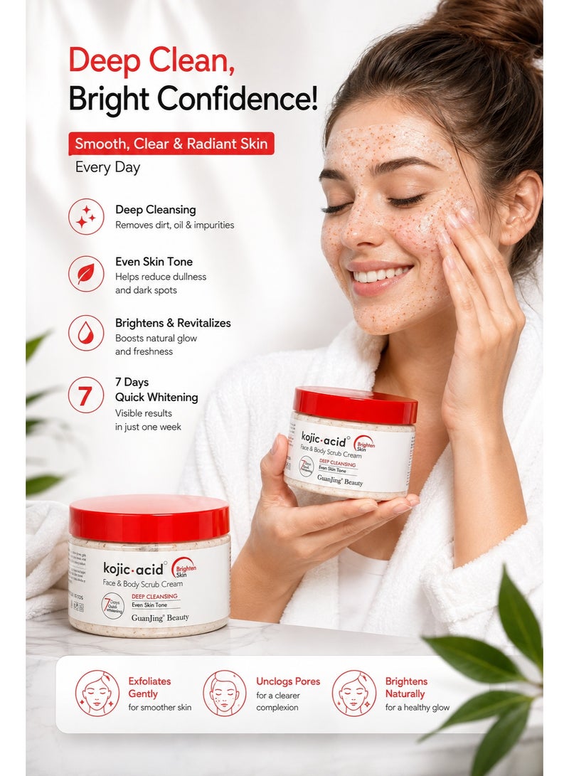 GUANJING Kojic Acid Face Body Scrub Cream Beep Cleansing Even Skin Tone - Image 2