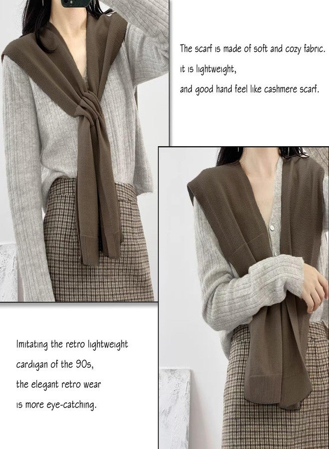 huablo Women's Fashion Knitted Shawl - Khaki Sweater Shawl for Air-Conditioned Rooms, Mocha Brown, once size - Image 5