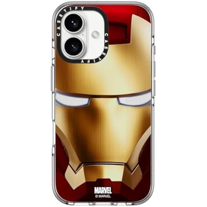 Casetify Clear iPhone 16 Case 【Iron Man Co-Lab/Not Yellowing / 6.6ft Drop Protection/Compatible with Magsafe】 - Iron Man Hero Mask - Clear - Image 1