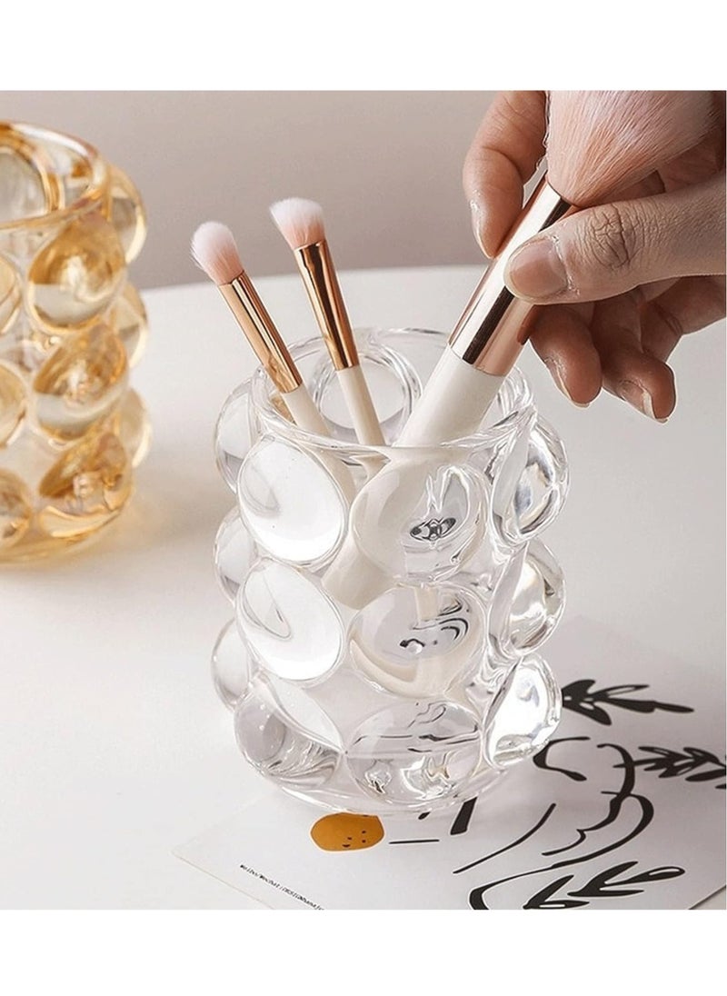 Generic Makeup Brush Holder,  Gray Pen Pencil Container Multi Purpose Desk Organizer Ornament Wind Ball Pen Holder Makeup Brush Storage Bucket Cosmetic Tools Organizer  - Image 3