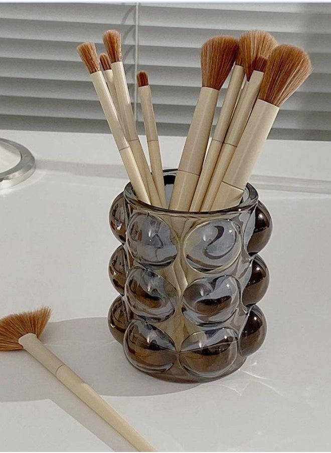 Generic Makeup Brush Holder,  Gray Pen Pencil Container Multi Purpose Desk Organizer Ornament Wind Ball Pen Holder Makeup Brush Storage Bucket Cosmetic Tools Organizer  - Image 1