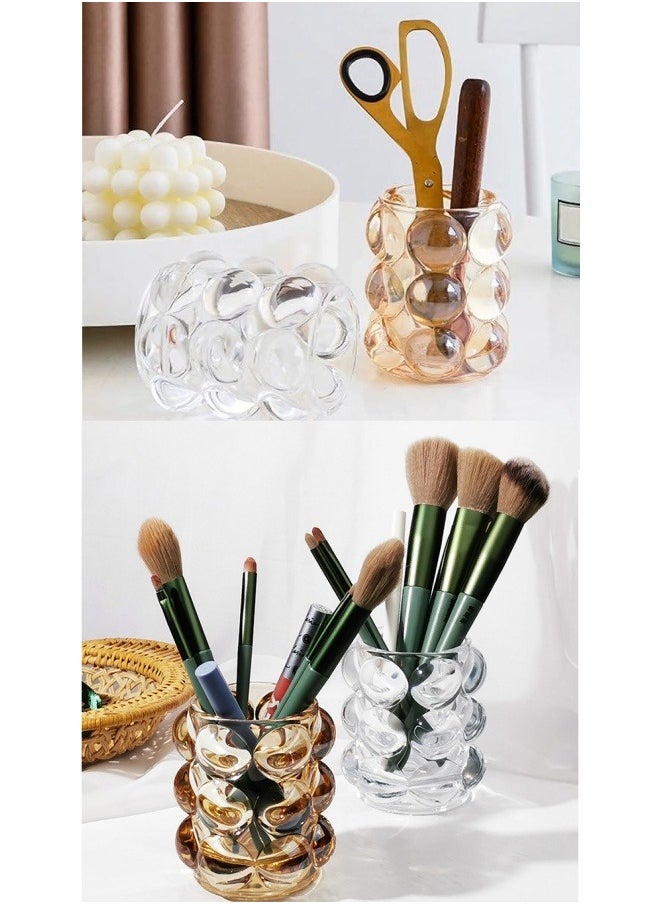 Generic Makeup Brush Holder,  Gray Pen Pencil Container Multi Purpose Desk Organizer Ornament Wind Ball Pen Holder Makeup Brush Storage Bucket Cosmetic Tools Organizer  - Image 5