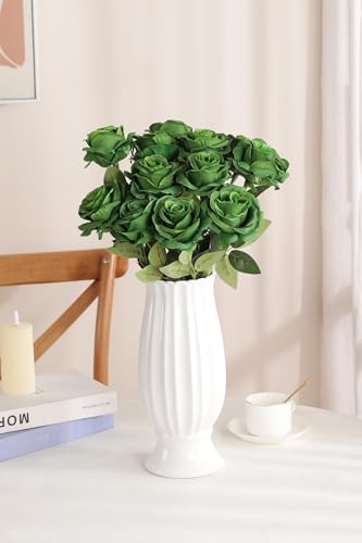 Luyue 10PCS Artificial Roses Flower with Stems Slik Fake Flowers Bouquet Realistic Long Stem Faux Rose for Valentines Day Wedding Home Decor - Image 4