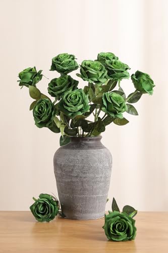 Luyue 10PCS Artificial Roses Flower with Stems Slik Fake Flowers Bouquet Realistic Long Stem Faux Rose for Valentines Day Wedding Home Decor - Image 3