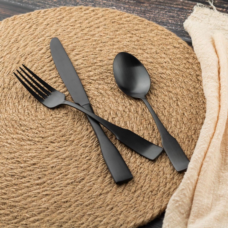 Alata Kate Black Satin 40-Piece Silverware Set, Service for 8, Stainless Steel Flatware Set, Matte Polished Cutlery Set, Dishwasher Safe - Image 5
